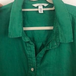 Kelly green oversize 100% Linen shirt